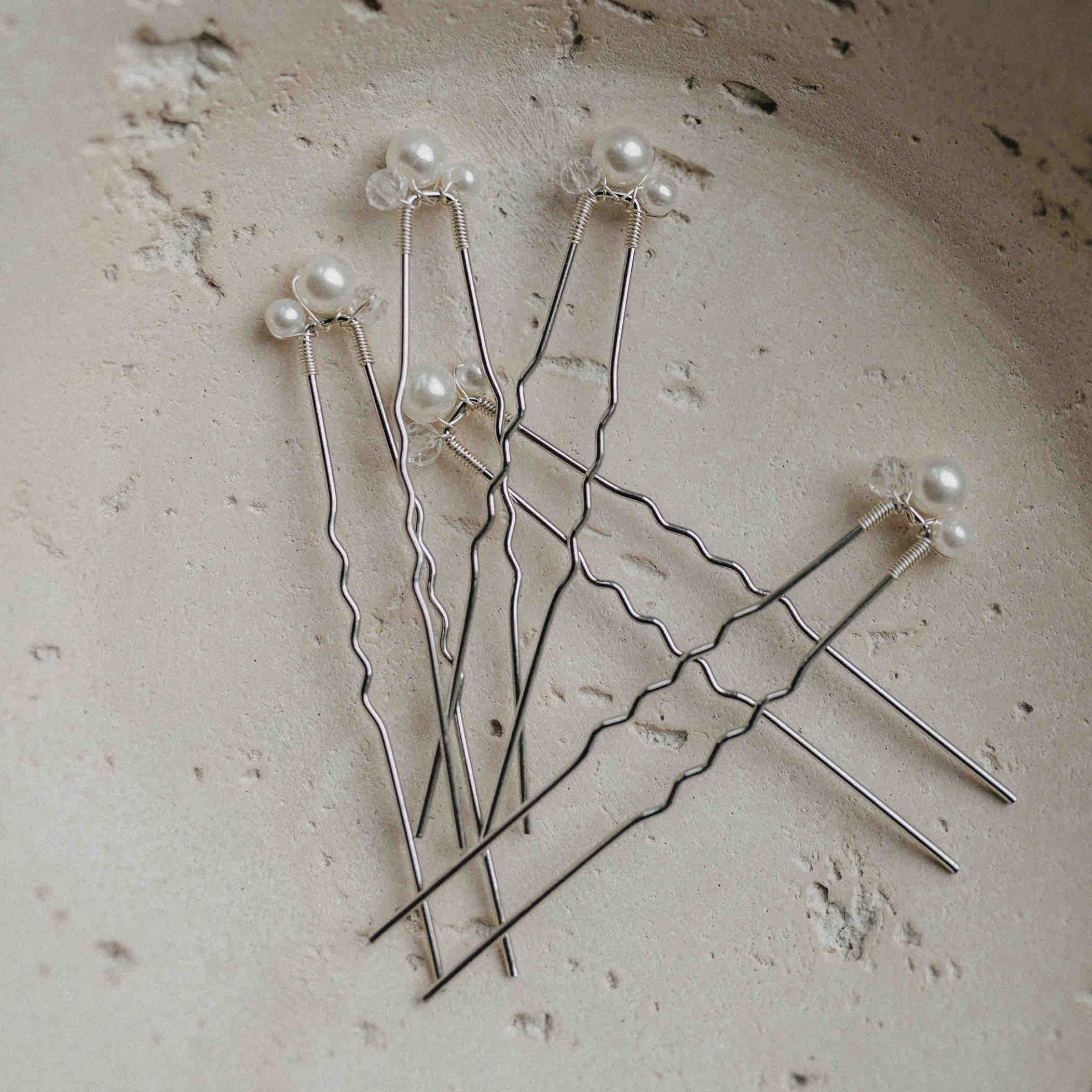 Haarnadeln mit Perlen (5 Stück)