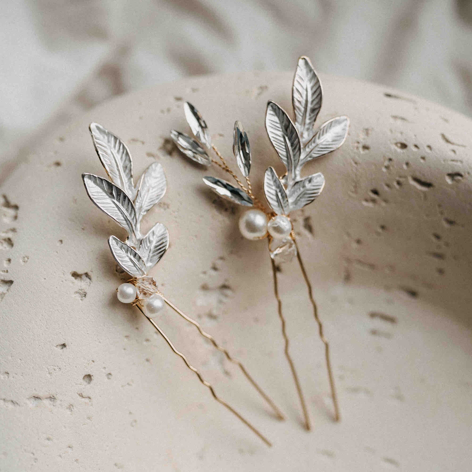 Haarnadeln Braut mit Blätter (2 Stück)