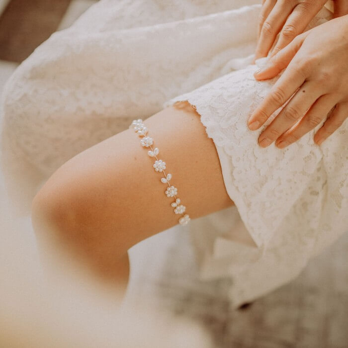 Strumpfband Perlen optimal für Hochzeit